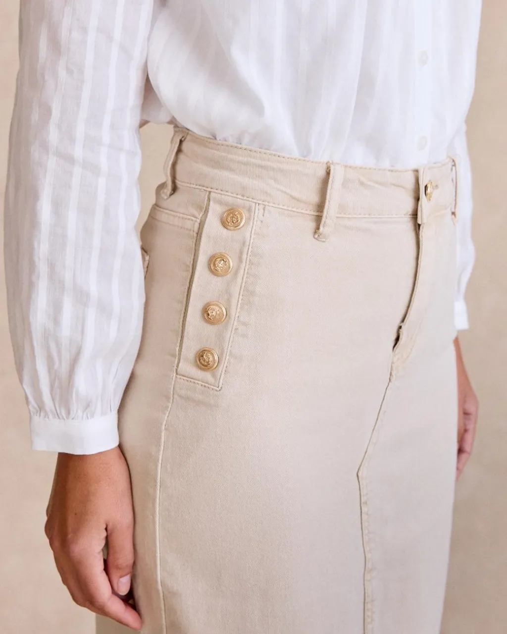 Polin et moi Jupe en jean avec boutons latéraux