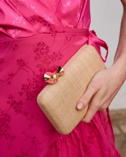 Polin et moi Sac en raphia fleur dorée