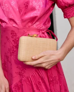 Polin et moi Sac en raphia fleur dorée